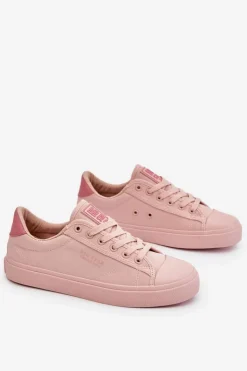 Damskie Big Star Shoes Klasyczne Niskie Trampki Big Star LL274095 Jasnoróżowe