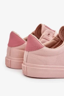 Damskie Big Star Shoes Klasyczne Niskie Trampki Big Star LL274095 Jasnoróżowe
