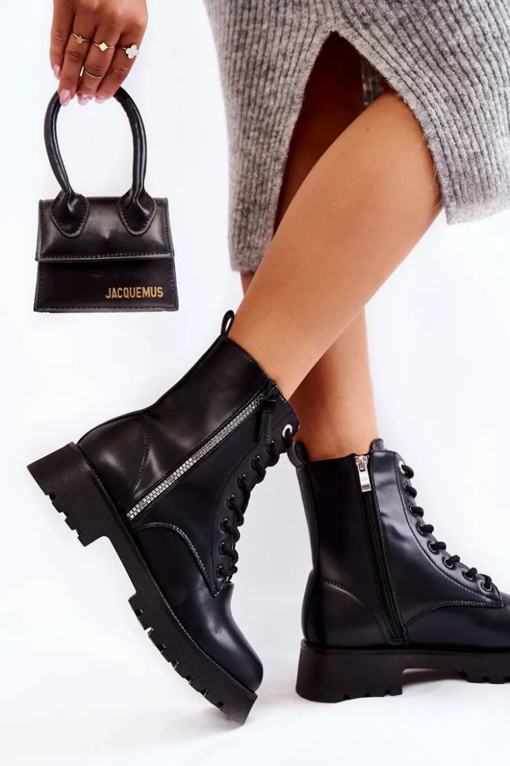 Sale Boto Klasyczne Ocieplane Botki Czarne Romy