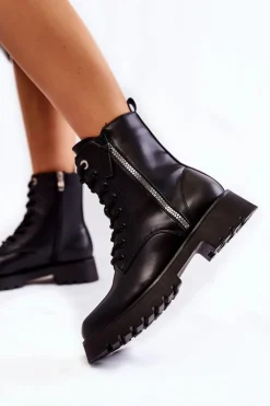 Sale Boto Klasyczne Ocieplane Botki Czarne Romy