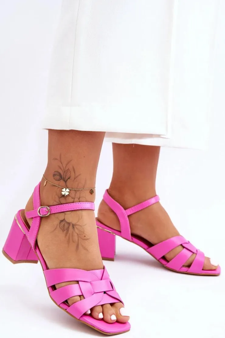 Boto Klasyczne Sandałki Na Obcasie Różowe Misty