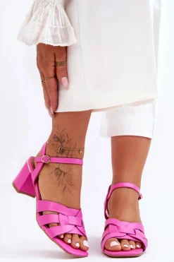 Boto Klasyczne Sandałki Na Obcasie Różowe Misty