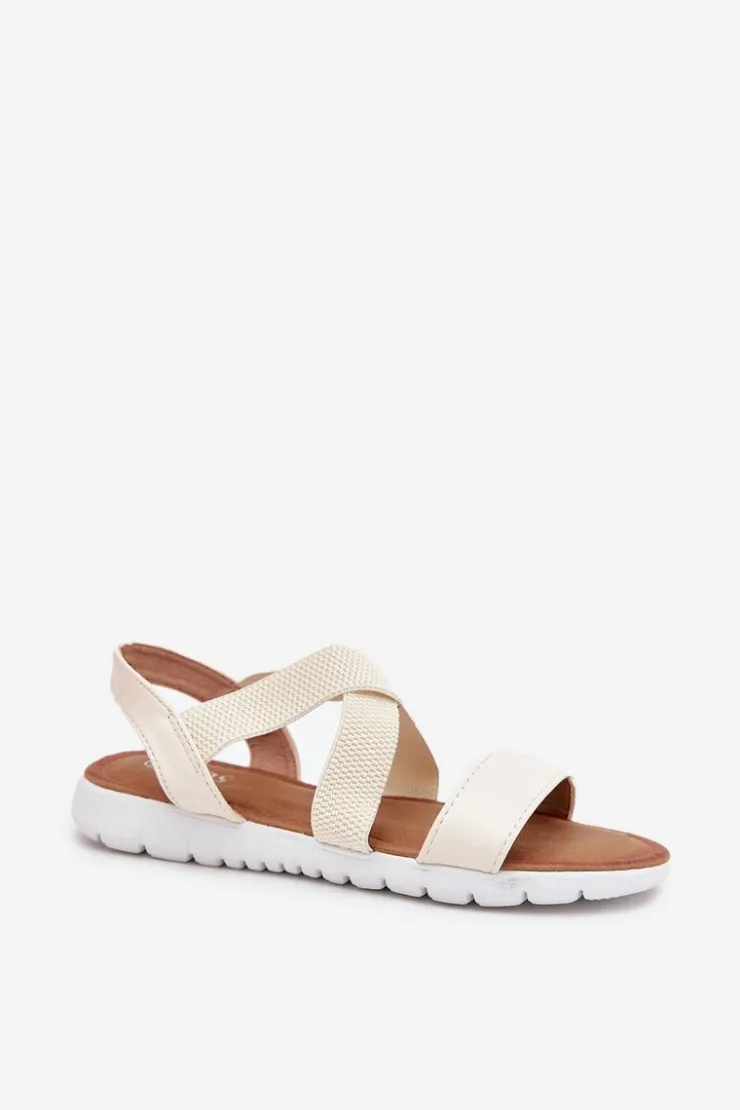 Best Boto Klasyczne Sandały Damskie Wsuwane Jasnobeżowe Norina