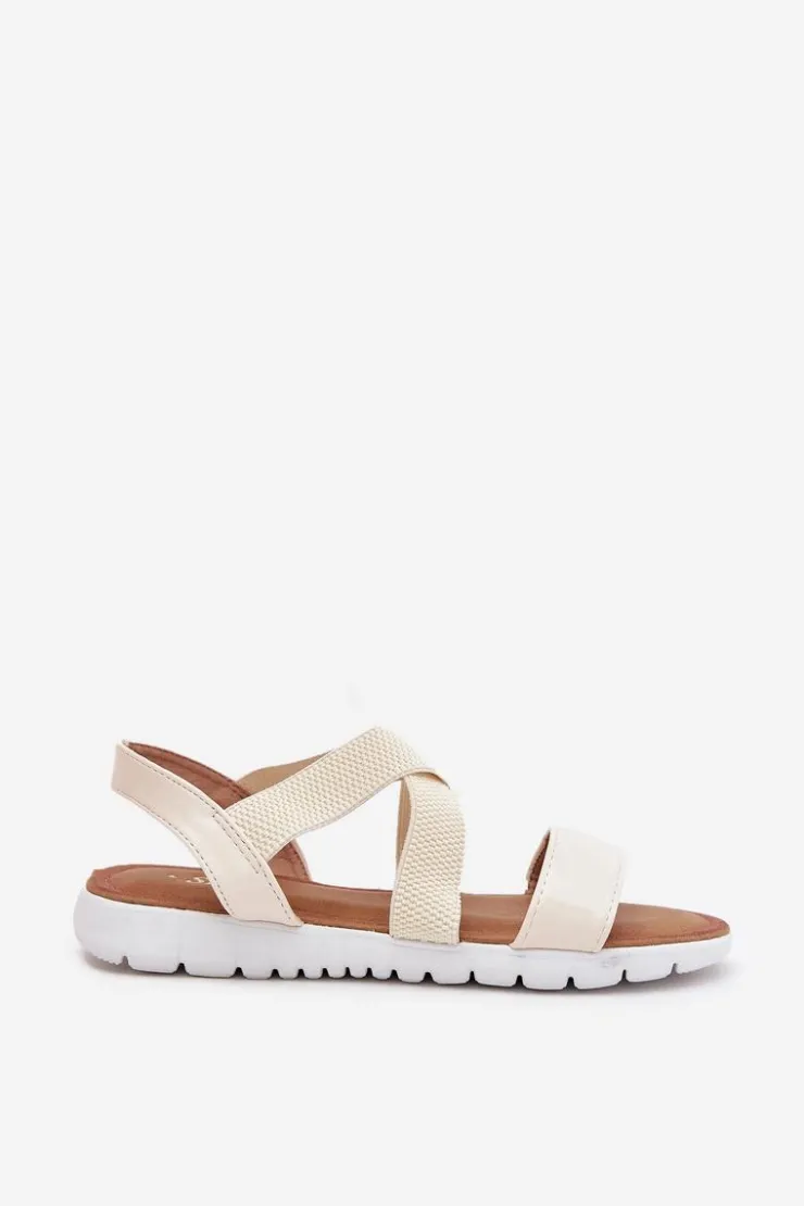 Best Boto Klasyczne Sandały Damskie Wsuwane Jasnobeżowe Norina