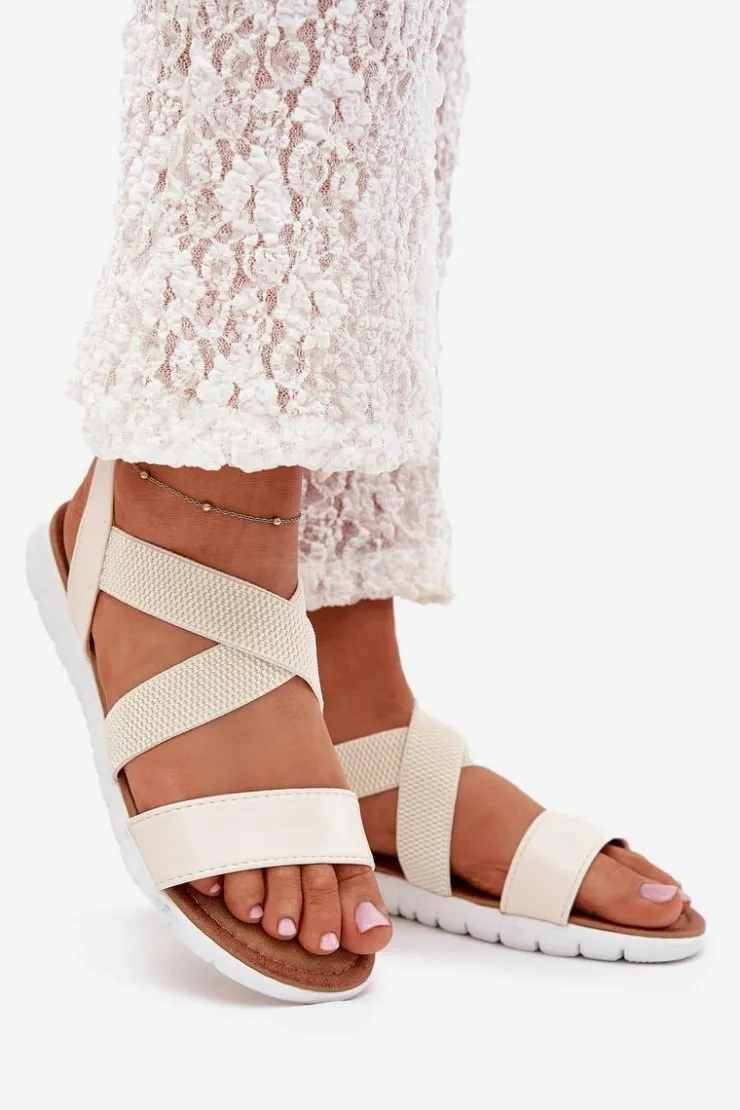 Best Boto Klasyczne Sandały Damskie Wsuwane Jasnobeżowe Norina