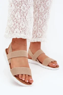 Boto Sandały Płaskie*Klasyczne Sandały Damskie Wsuwane Beżowe Felira