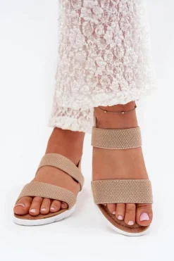 Boto Sandały Płaskie*Klasyczne Sandały Damskie Wsuwane Beżowe Felira