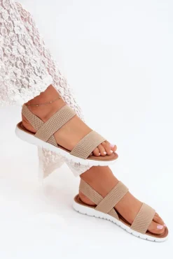 Boto Sandały Płaskie*Klasyczne Sandały Damskie Wsuwane Beżowe Felira