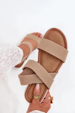 Boto Sandały Płaskie*Klasyczne Sandały Damskie Wsuwane Beżowe Felira