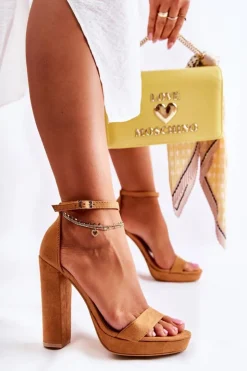 Boto Sandały Na Obcasie*Klasyczne Sandały Na Wysokim Obcasie Camel Baleira