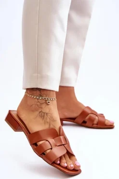 Damskie Boto Klasyczne Skórzane Klapki Damskie Camel Fendy