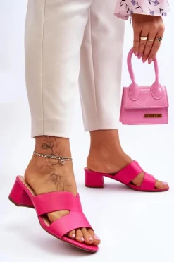 Boto Klapki Na Obcasie|Klapki Damskie Klasyczne*Klasyczne Skórzane Klapki Na Niskim Obcasie Fuksja Miley