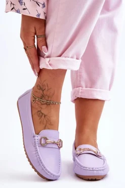 Boto Mokasyny Damskie Zamszowe*Klasyczne Skórzane Mokasyny Fioletowe Verona