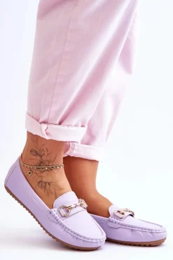 Boto Mokasyny Damskie Zamszowe*Klasyczne Skórzane Mokasyny Fioletowe Verona