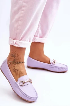 Boto Mokasyny Damskie Zamszowe*Klasyczne Skórzane Mokasyny Fioletowe Verona