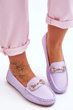 Boto Mokasyny Damskie Zamszowe*Klasyczne Skórzane Mokasyny Fioletowe Verona