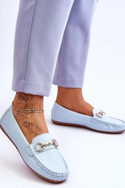 Clearance Boto Klasyczne Skórzane Mokasyny Jasnoniebieskie Verona