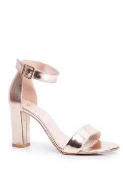 Laura Messi Sandały Na Obcasie*Klasyczne Skórzane Sandały Na Słupku 1760 Złote