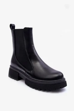 Damskie Boto Klasyczne Skórzane Sztyblety Botki Czarne Isminna