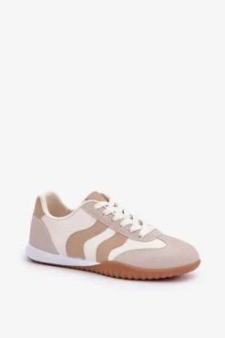 Hot Boto Klasyczne Sneakersy Damskie Z Eko Skóry Beżowe Maretina Beżowy