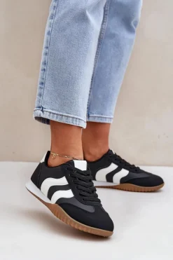 Boto Sneakersy Damskie*Klasyczne Sneakersy Damskie Z Eko Skóry Czarne Maretina