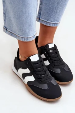 Boto Sneakersy Damskie*Klasyczne Sneakersy Damskie Z Eko Skóry Czarne Maretina