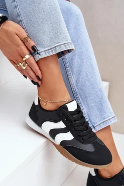 Boto Sneakersy Damskie*Klasyczne Sneakersy Damskie Z Eko Skóry Czarne Maretina