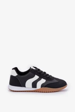 Boto Sneakersy Damskie*Klasyczne Sneakersy Damskie Z Eko Skóry Czarne Maretina