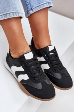 Boto Sneakersy Damskie*Klasyczne Sneakersy Damskie Z Eko Skóry Czarne Maretina