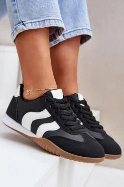 Boto Sneakersy Damskie*Klasyczne Sneakersy Damskie Z Eko Skóry Czarne Maretina