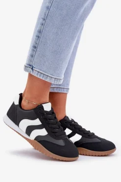 Boto Sneakersy Damskie*Klasyczne Sneakersy Damskie Z Eko Skóry Czarne Maretina