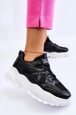Hot Boto Klasyczne Sneakersy Na Platformie Czarne Larec