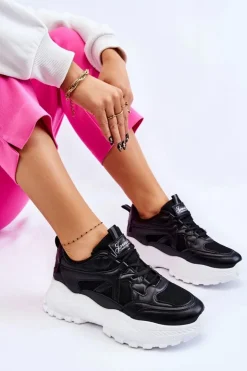 Hot Boto Klasyczne Sneakersy Na Platformie Czarne Larec