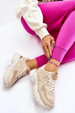 Hot Boto Klasyczne Sportowe Buty Na Platformie Beżowe Bowie