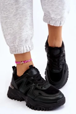 Damskie Boto Klasyczne Sportowe Buty Na Platformie Czarne Bowie