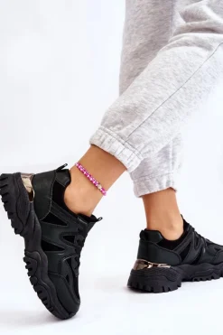 Damskie Boto Klasyczne Sportowe Buty Na Platformie Czarne Bowie