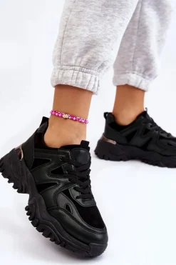 Damskie Boto Klasyczne Sportowe Buty Na Platformie Czarne Bowie