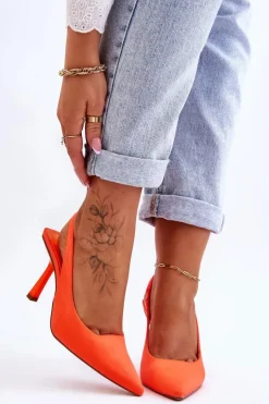 Boto Czółenka Klasyczne*Klasyczne Szpilki W Szpic Neonowy Pomarańcz Whitley