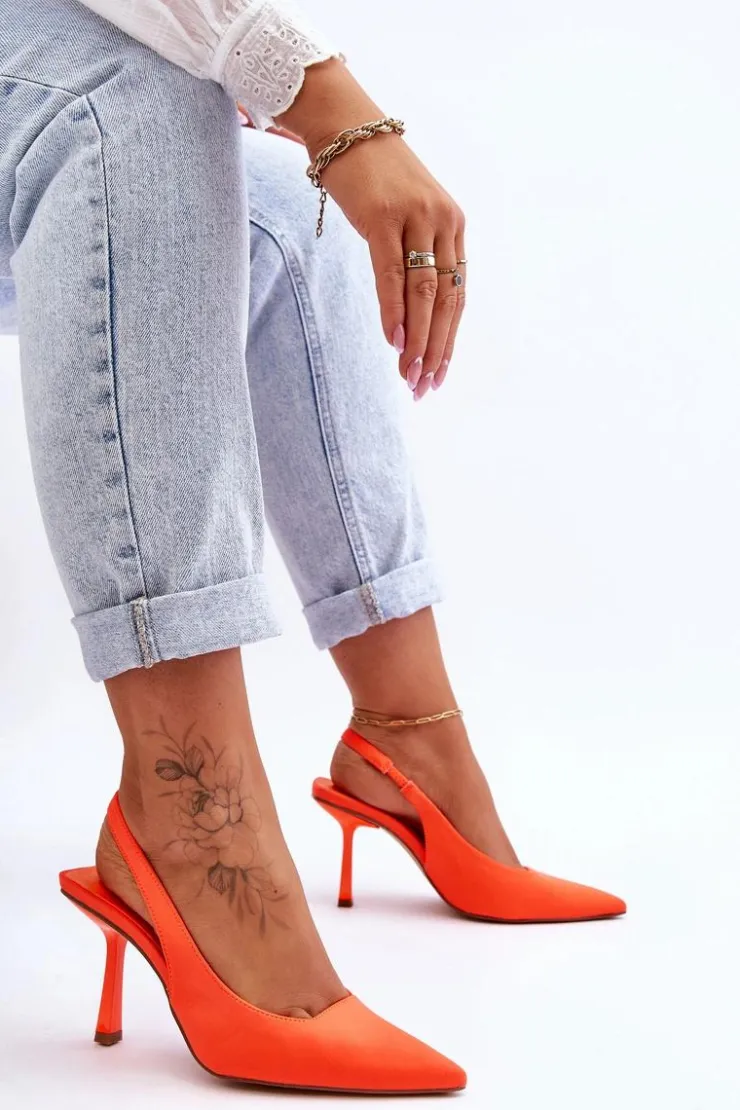 Boto Czółenka Klasyczne*Klasyczne Szpilki W Szpic Neonowy Pomarańcz Whitley