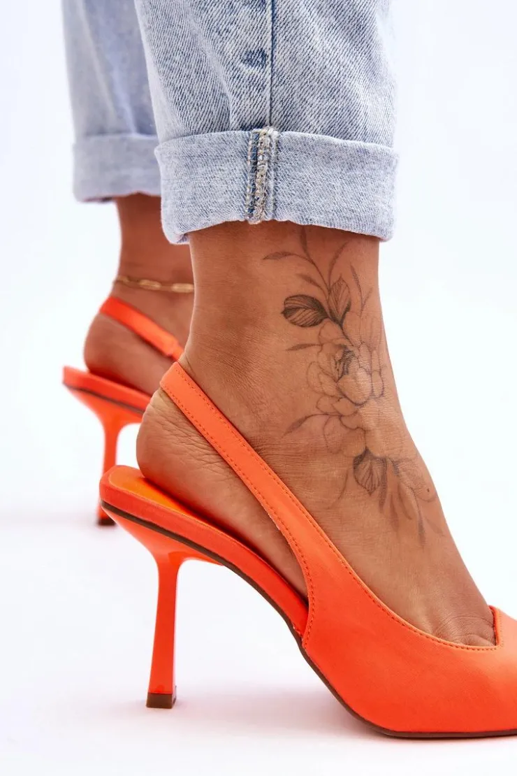 Boto Czółenka Klasyczne*Klasyczne Szpilki W Szpic Neonowy Pomarańcz Whitley