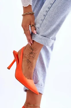 Boto Czółenka Klasyczne*Klasyczne Szpilki W Szpic Neonowy Pomarańcz Whitley