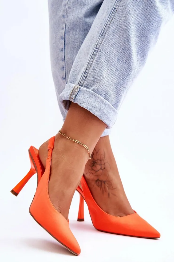 Boto Czółenka Klasyczne*Klasyczne Szpilki W Szpic Neonowy Pomarańcz Whitley