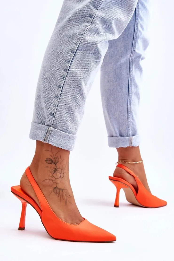 Boto Czółenka Klasyczne*Klasyczne Szpilki W Szpic Neonowy Pomarańcz Whitley