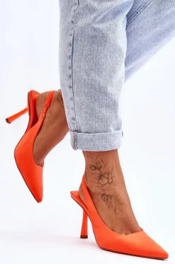 Boto Czółenka Klasyczne*Klasyczne Szpilki W Szpic Neonowy Pomarańcz Whitley