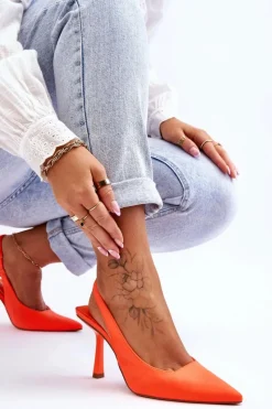 Boto Czółenka Klasyczne*Klasyczne Szpilki W Szpic Neonowy Pomarańcz Whitley