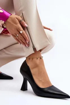 Damskie Boto Klasyczne Szpilki W Szpic Czarne Delimena