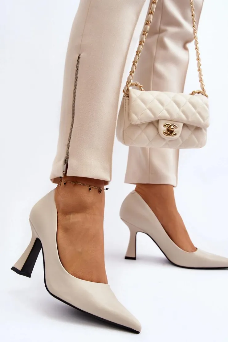 Online Boto Klasyczne Szpilki W Szpic Jasnobeżowe Delimena