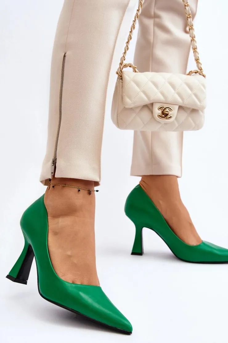 Hot Boto Klasyczne Szpilki W Szpic Zielone Delimena