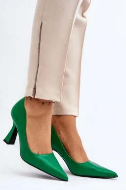 Hot Boto Klasyczne Szpilki W Szpic Zielone Delimena