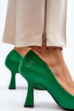 Hot Boto Klasyczne Szpilki W Szpic Zielone Delimena